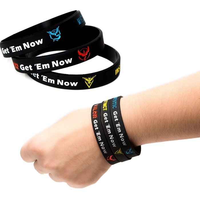 Pokemon Go Theme Silicone Wristband Bracelets [Set of 3] - Mystic [Blue] (1), Valor [Red] (1), Instinct [Yellow... N17