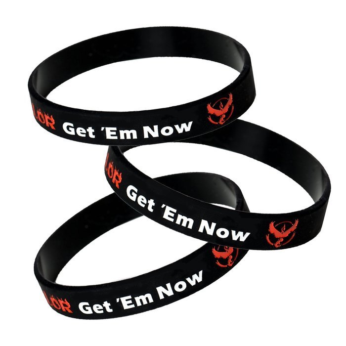 Pokemon Go Theme Silicone Wristband Bracelets [Set of 3] - Mystic [Blue] (1), Valor [Red] (1), Instinct [Yellow... N19