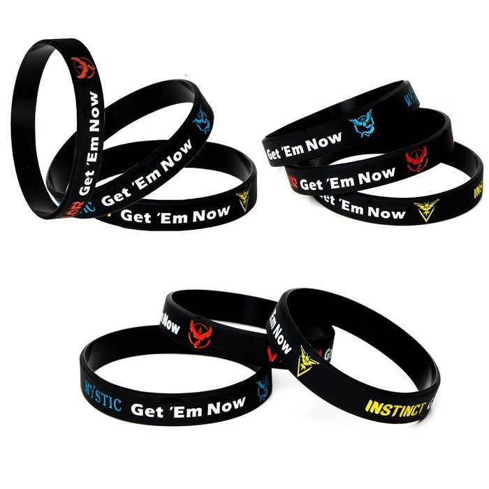 Pokemon Go Theme Silicone Wristband Bracelets [Set of 3] - Mystic [Blue] (1), Valor [Red] (1), Instinct [Yellow... N22