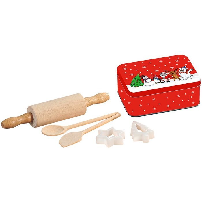 Kesper 69126 Kids Baking Set Incl. Christmas Can, Brown