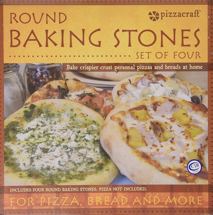 Pizzacraft PC0003 8" Round Ceramic Mini Baking/Pizza Stones, Set of 4