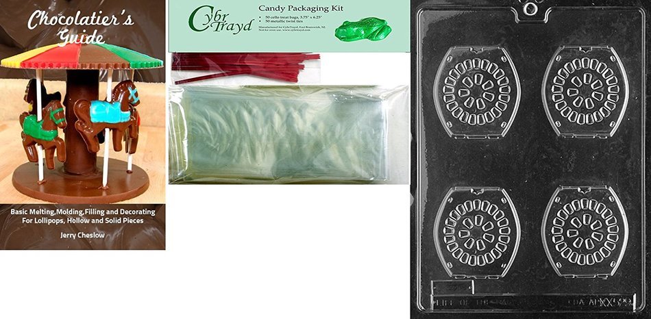 Cybrtrayd Mdk50RBk-XX529 Birth Control Pill Case Chocolate Candy Mold with Chocolatier's Bundle, Includes 50 Cello...