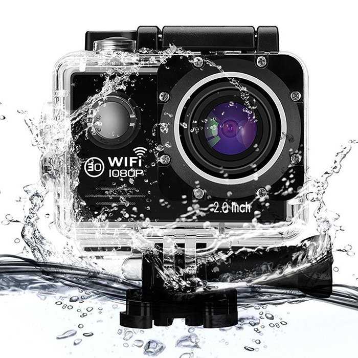 Sports Camera, 14MP 2.0 Inch 1080P Waterproof WIFI Action Camera with 2 Batteries and Accessories N7