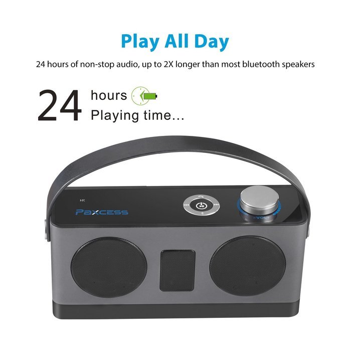 Paxcess Bluetooth 4.1 Speakers Powerful 24W Loudspeakers Super Bass Home Speaker with 24 Hours Playtime 66 Feet...