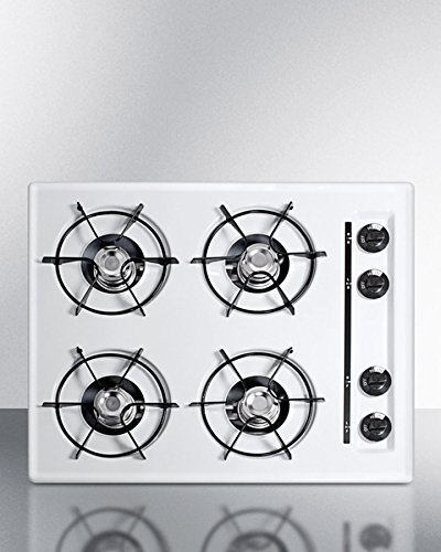 Summit WNL03P 24" Wide Cooktop in White, with Four Burners and Battery Start Ignition; Replaces Wtl03p