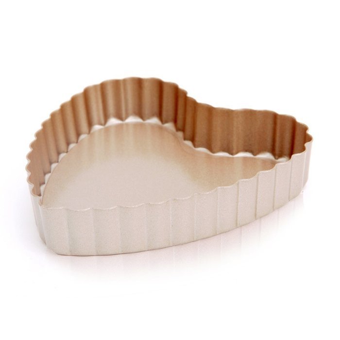 Yiiho&reg; 4 Inch Nonstick Quiche Tart Pan Carbon Steel with Removable Bottom (Pack of 6, Heart Shape) N9