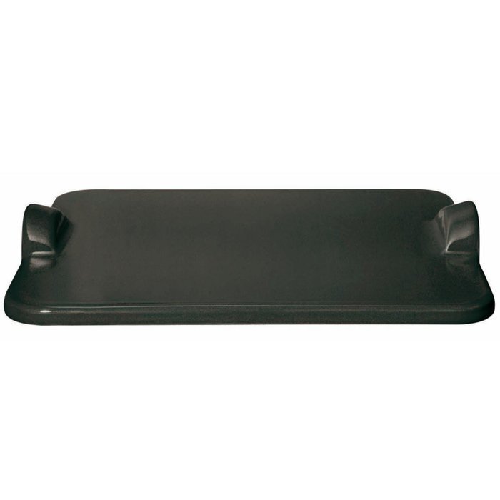 Emile Henry Made In France Flame BBQ Rectangular Grilling Baking Stone, 18 x 14", Charcoal
