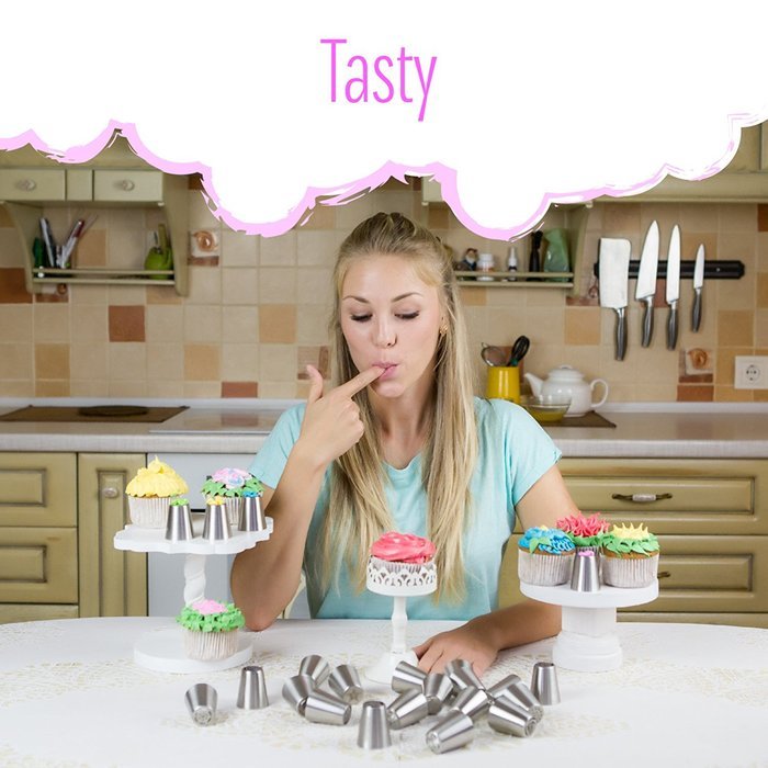 Russian Piping Tips - Cake Decorating Baking Supplies Kit - Icing Pastry Disposable Bags & Coupler - Premium 29... N4