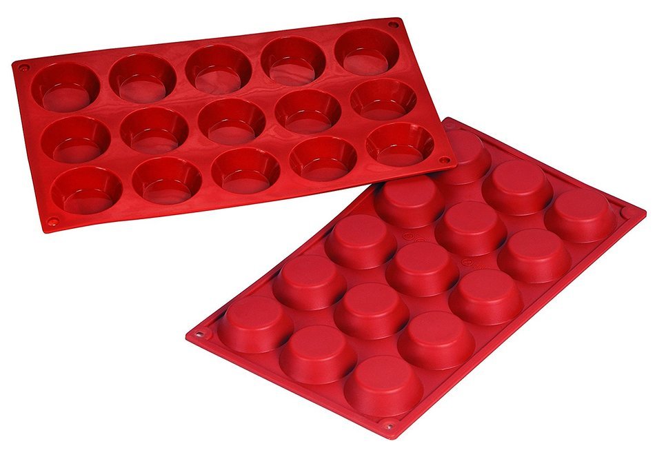 15 Cavity Tartelleta Non Stick Silicone Baking Mould, Ideal for Cake, Dessert, Ice Cream, Chocolate, Fondant,...