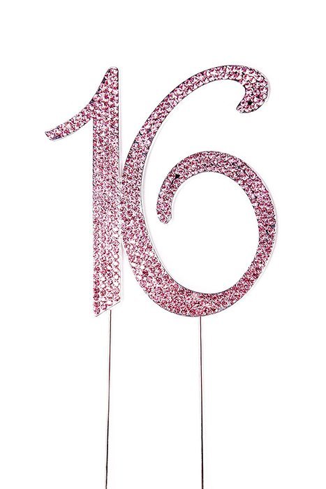 Sweet 16 Cake Topper - Premium Crystal Rhinestones - Monogram Number Sixteen - 16th Birthday Party Decoration... N15