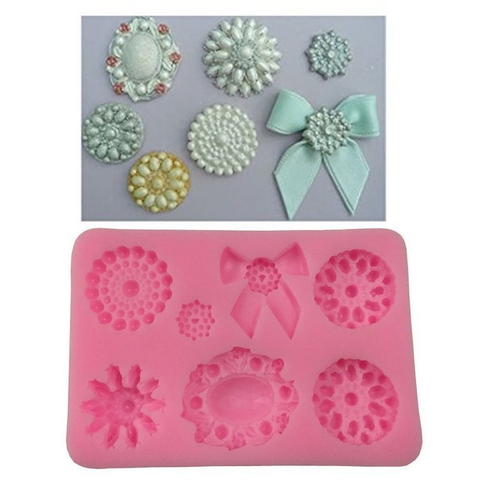 Yunko 3d Brooch Jewelry Bowknot Cupcake Decorating Mold Silicone Fondant Cake Mould