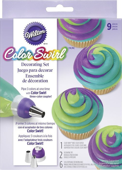 Wilton ColorSwirl 3-Color Coupler 9-Piece Decorating Kit, 2104-7072 N6