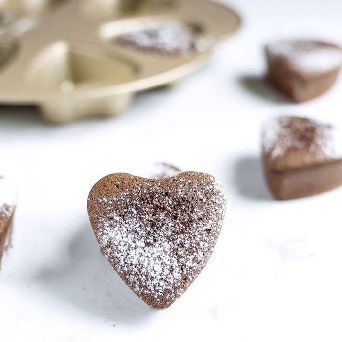 Forvel 6-Cup Non-Stick Metallic Sweet Heart Muffin Pan Mold Butter Cake Cookies Baking Tin N5