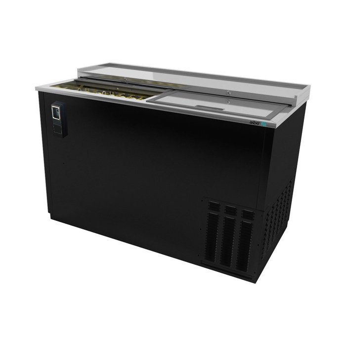 Bottle Cooler, 50‐1/2", (2) sliding lids, (704) 12 oz can or (286) 12 oz bottle capacity, analog thermostat, Asber...