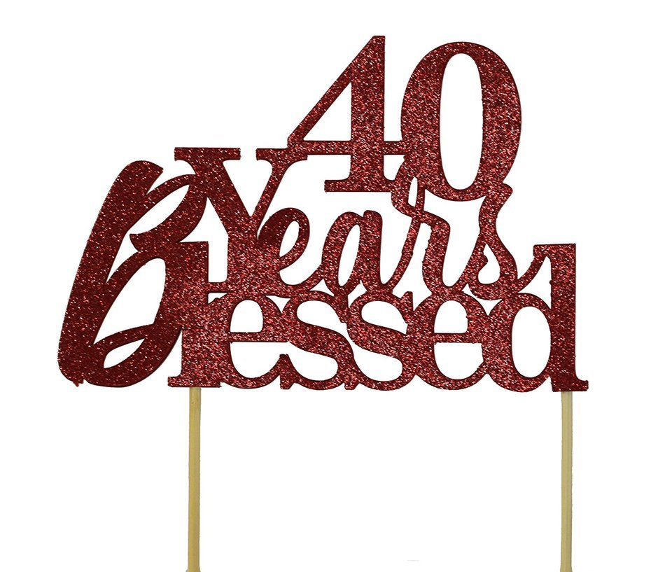 All About Details Red 40-Years-Blessed Cake Topper N4