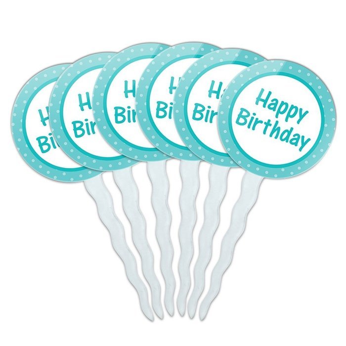 Set of 6 Cupcake Picks Toppers Decoration Birthday Party - Over the Hill Birthday Black Yellow N33