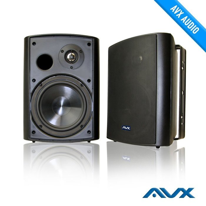 6.5" Outdoor weatherproof patio speaker pair (black) PSP-B1 - by AVX Audio N4