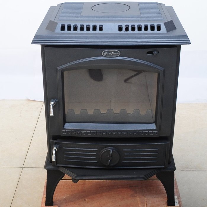 HorseFlame all cast iron freestanding wood burning stove 717U Matt black N2