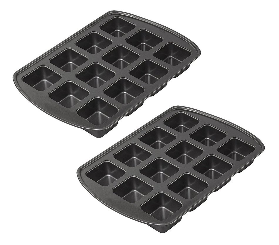 Set of 3 Mainstays Non-Stick 12-Cavity Dessert Bar Pan 13.88" x 10.62" With 2-1/2" Cavities N3
