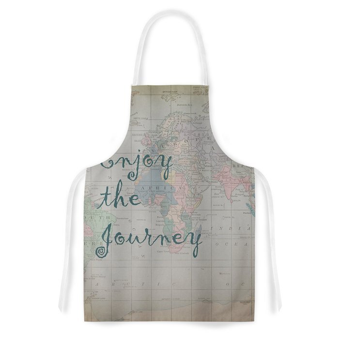 KESS InHouse Catherine Holcombe "Journey" World Map Artistic Apron, 31 by 35.75", Multicolor