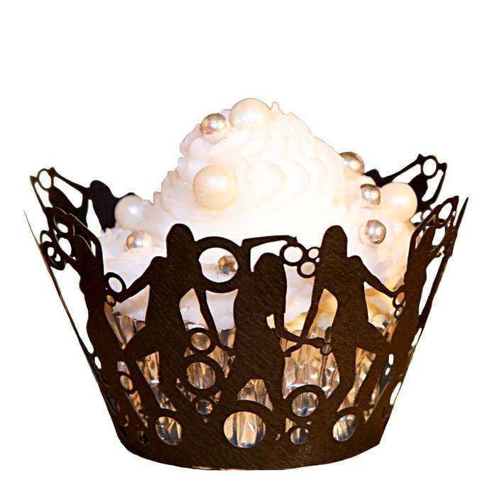 Filigree Regular Cupcake Wrapper, White, 12 pack N15