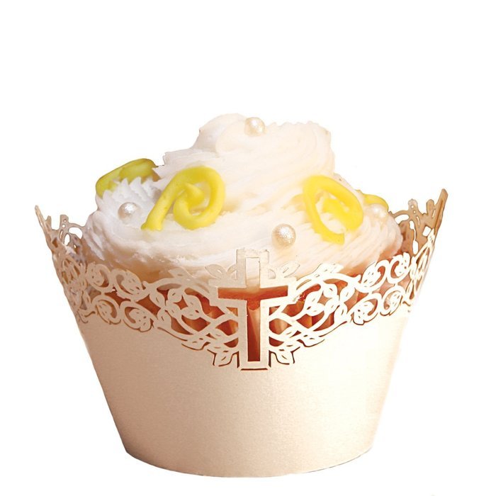 Filigree Regular Cupcake Wrapper, White, 12 pack N18