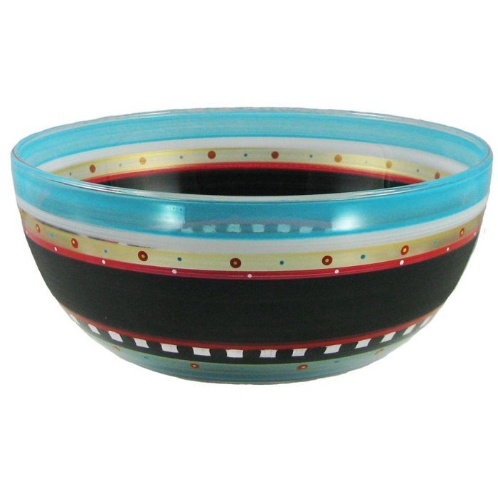 Golden Hill Studio 11" Serving Salad Bowl Hand Painted in the USA by American Artists-Set of 2-Mosaic Chalk Collection...