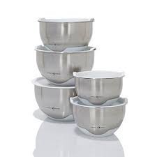 Simply Ming 10-Piece Stainless Steel Mixing Bowl Set - White