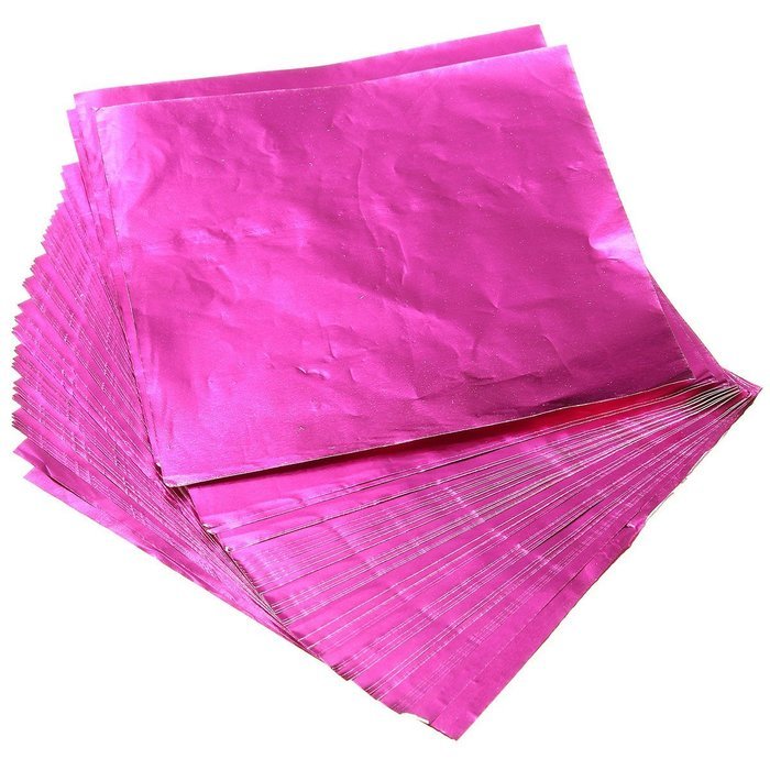 TOOGOO(R) 100pcs Square Sweets Candy Chocolate Lolly Paper Aluminum Foil Wrappers Pink N4
