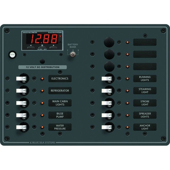 BLUE SEA SYSTEMS Blue Sea 8403 DC Panel 13 Position w/ Multimeter / 8403 /