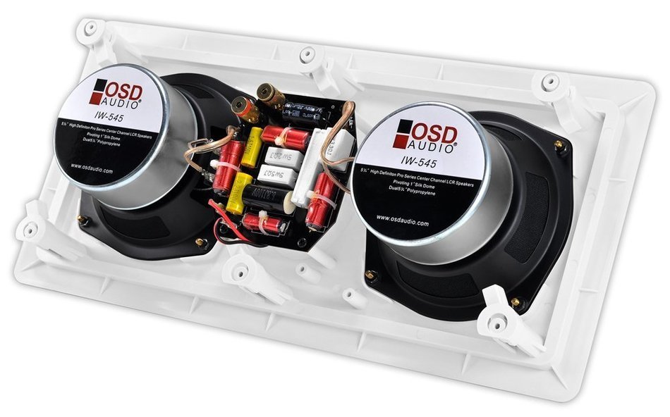 OSD Audio IW545 Dual 5.25-inch Polypropylene Home Theatre In-Wall Center Channel LCR Speaker, Single N2
