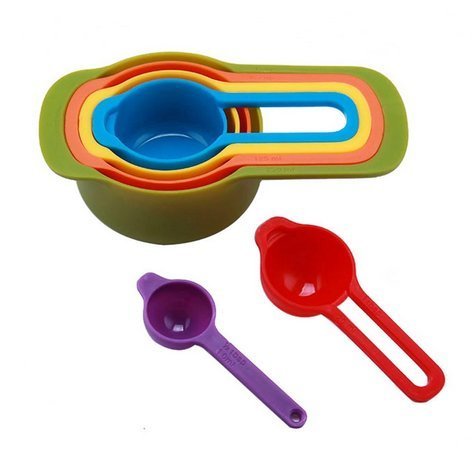 ASIBT 10 Piece Compact Mixing Bowls, Food Prep and Measuring Nesting Set, Multi-Color N8
