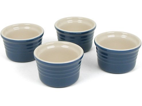 Le Creuset Poterie Stoneware Blue French Ramekins 4-3/4 Ounce, Set of 4