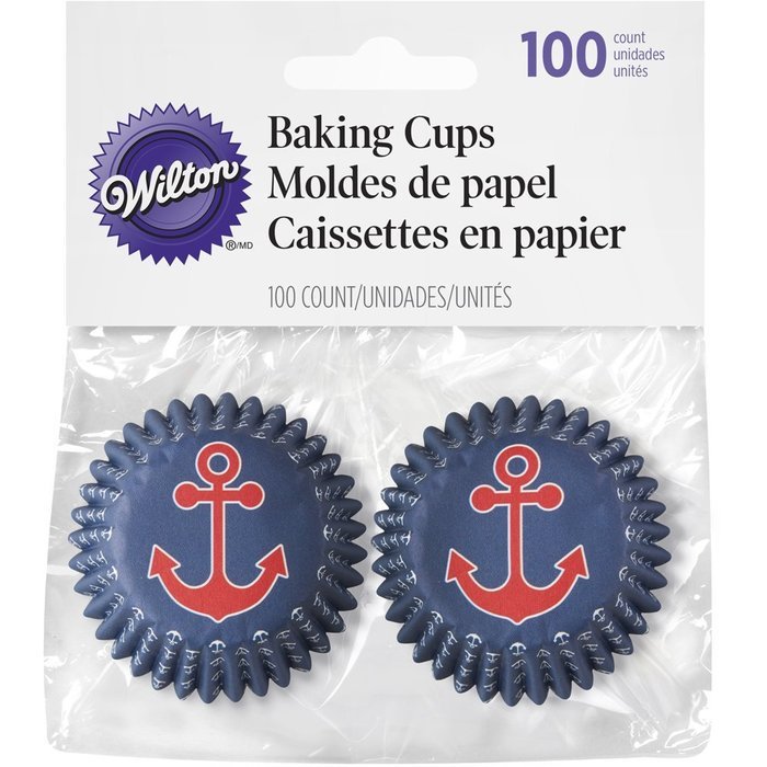 Wilton 415-8760 100 Count Nautical Theme Mini Cupcake Liners N3
