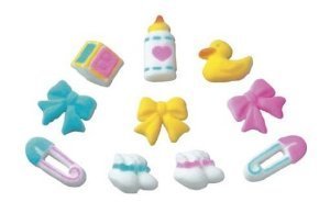 BundleOfBeauty Item#33975- Baby Deluxe Baby Shower Edible Sugar Cupcake & Cake Decoration Topper-Pack of 16