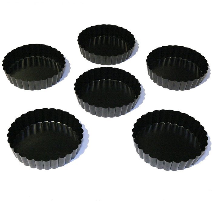 Stately Kitchen's Commercial Grade Non Stick Removable Bottom 5 Inch Mini Quiche Pans / Mini Tart Pans (6 - Pack) N4