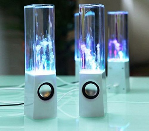 WELLENTWhite Cool LED Dancing Water Show Music Fountain Light Speakers for Phones PC Laptop N2