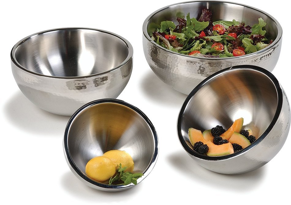 Carlisle 609201 Stainless Steel Dual Angle Bowl, 1.7 qt. Capacity, 3.19" Height, Hammered Finish (Case of 2) N2