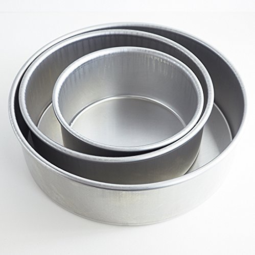 Cake Pan Set of 3, 6", 8" 10", Round 3 Inches Professional Aluminium Pans N4