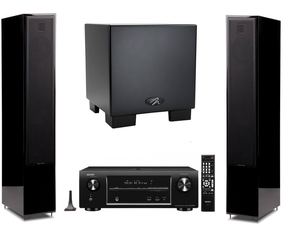 Martin Logan Motion 40 Black Floorstanding Speakers with Dynamo 700W Subwoofer and Denon AVR-X3200W A/V Receiver