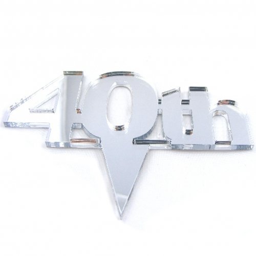 "40th" Cake Topper Mirror - 6cm with 4cm spike N2