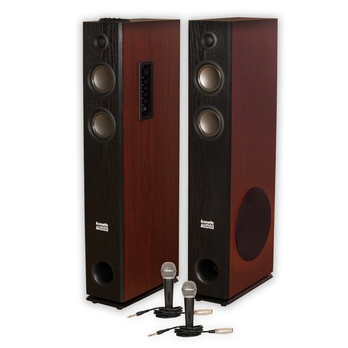 Acoustic Audio TSi600 Bluetooth Powered Floorstanding Tower Multimedia Speakers with Mics TSi600M2