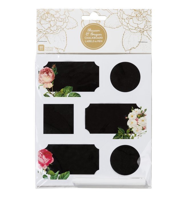 Talking Tables Blossom & Brogues Jelly Jar Treat Bag Label Chalk Stickers (Pack of 18), Black N2
