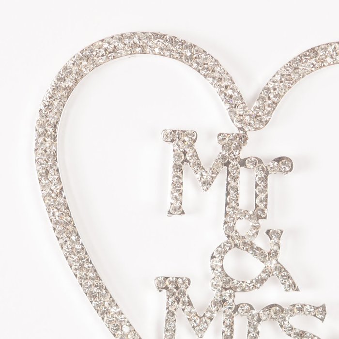 Mr & Mrs Heart Wedding Cake Topper Gold Monogram Rhinestone Decoration (Gold) N4