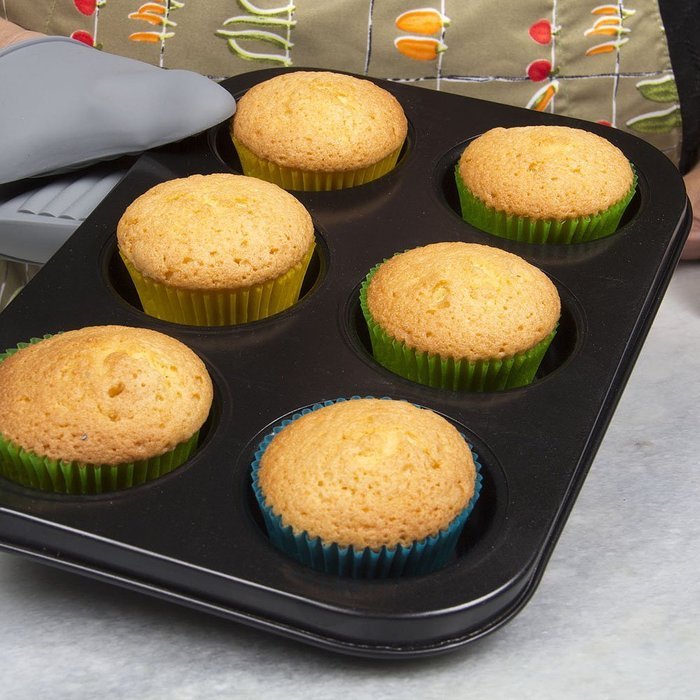 12 Cup Muffin Pan, Non-Stick Bakeware for Perfect Cupcake Results Made of Black Aluminum by Topenca