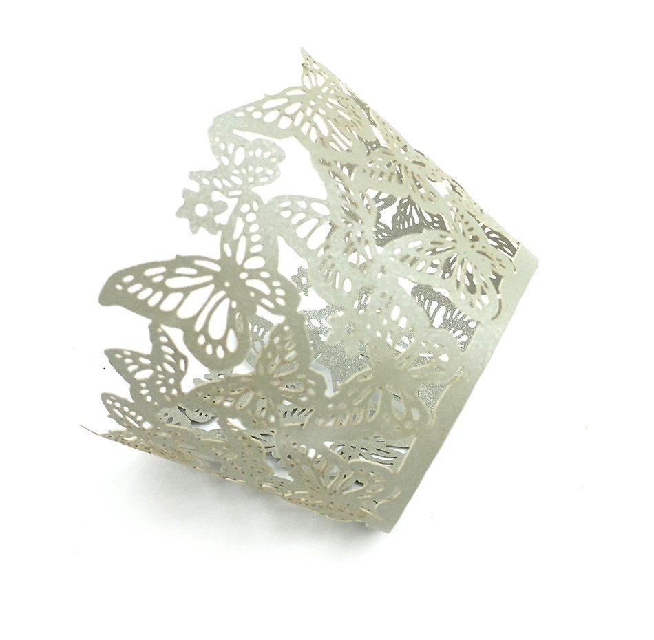 Yansanido 12 set pink Filigree Artistic Bake Little Vine Lace Laser Cut Cupcake Wrapper Cup Muffin Case Trays... N72