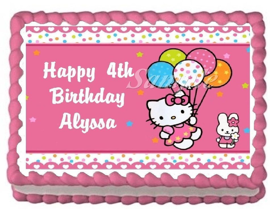 Hello Kitty Edible Frosting Sheet Cake Topper - 1/4 Sheet
