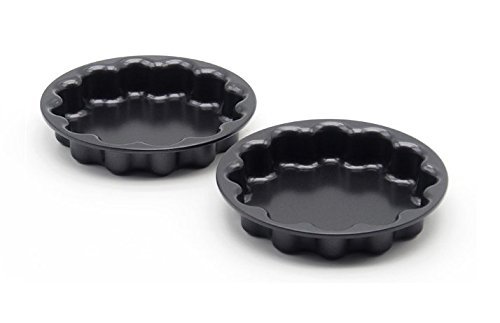Astra shop 5.5-Inch Nonstick Petal Pan/Cake Pan/Pie Pan/Quiche Pan, Set of 2(Black) N4