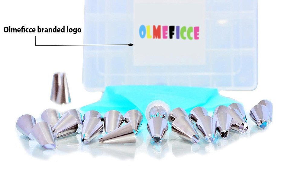 Cake Decorating Tips Kit Set with 24 Stainless Steel 2 Reusable Couplers 1 Pastry Bag and 1 Decorating Pen N6