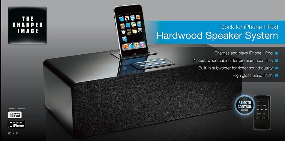 The Sharper Image EC-A130 Hardwood Speaker System for iPhone/iPod N2